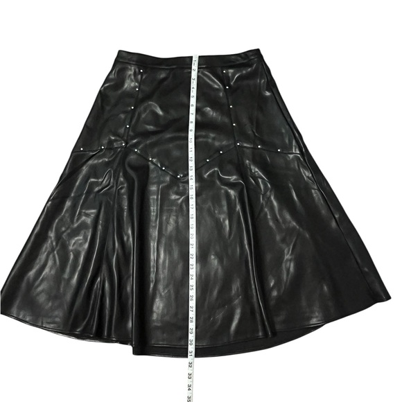 Marc New York Black Faux Leather Midi Skirt with Stud Details Size: Medium - Picture 3 of 9